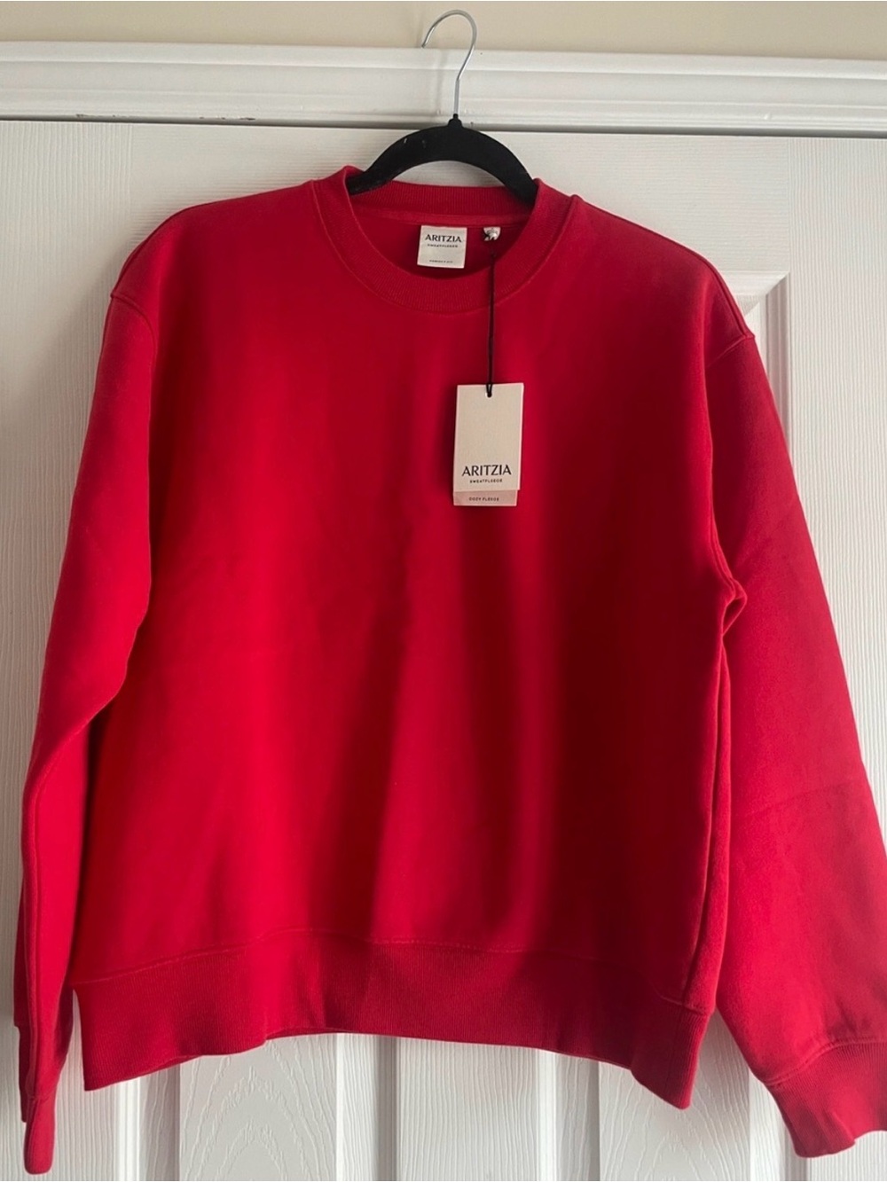 Aritzia Cozy Sweatfleece Perfect Crew Sweatshirt Flashing Red Sz S